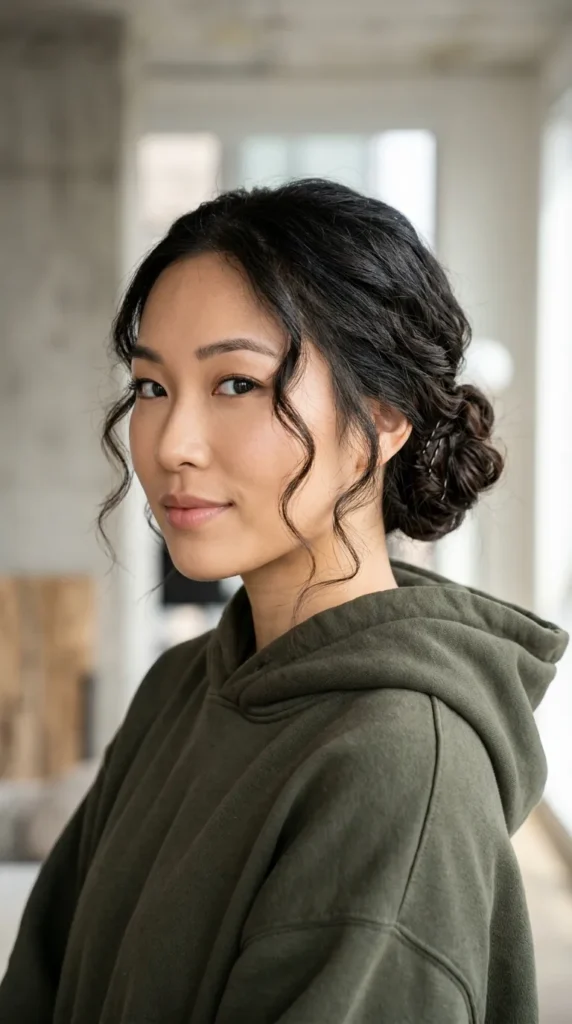 Textured Low Bun with Tendrils