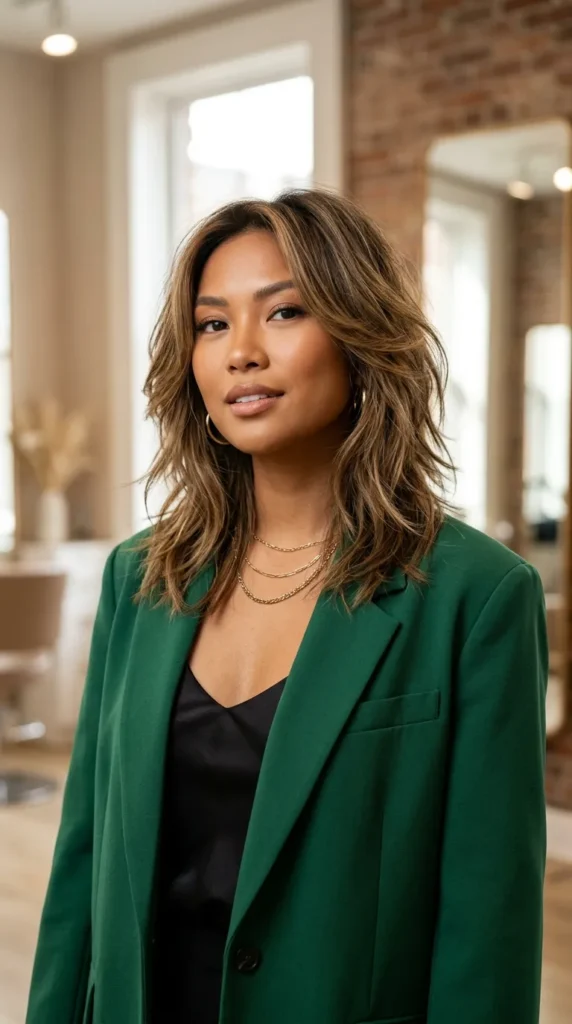 Textured Medium Layered Hair