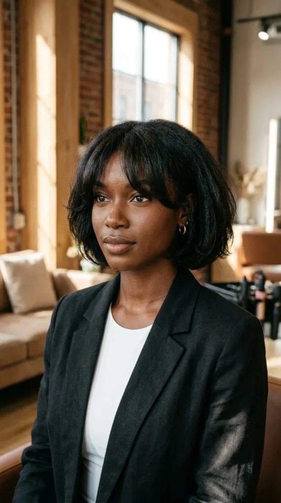 Thick Hair Bob with Curtain Bangs