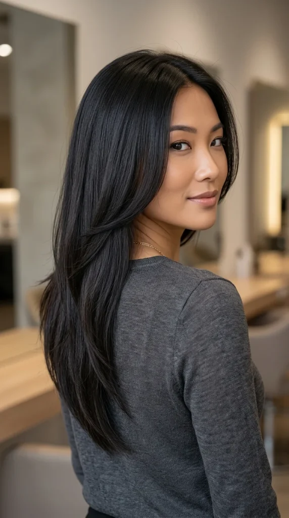 Thick Hair V Cut with Debulking Layers
