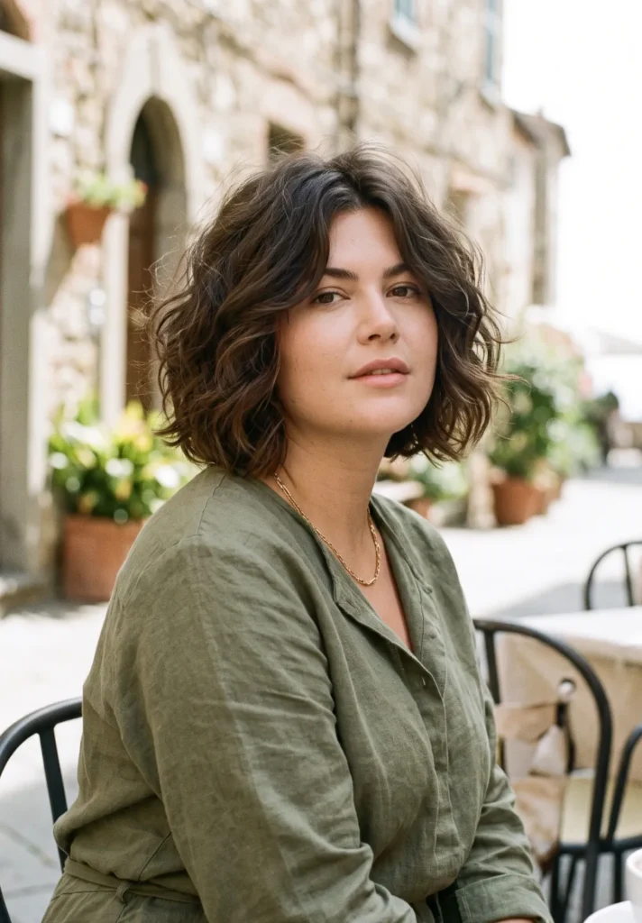 Tousled Italian Bob with Beach Waves
