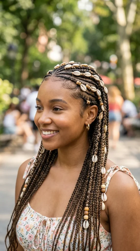 Tribal Braids with Cowrie Shells