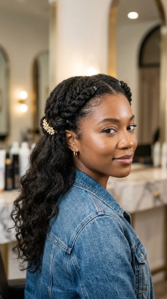 Twisted Crown Half-Up Hairstyle