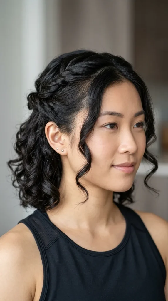 Twisted Half-Up Bob with Curls