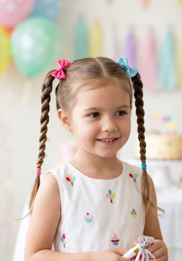 Twisted Pigtails with Mini Bows