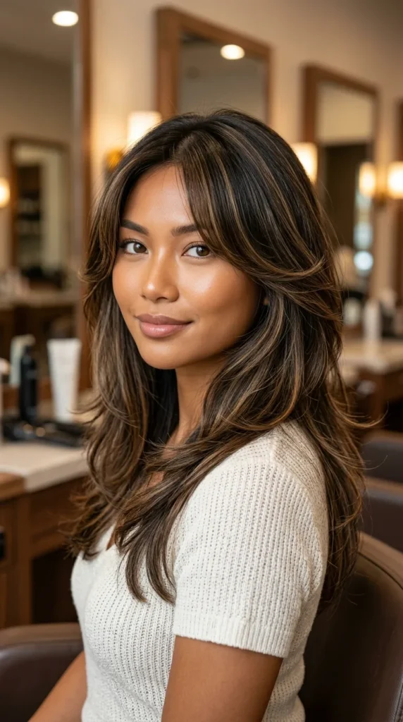 U-Shaped Layered Cut with Curtain Bangs