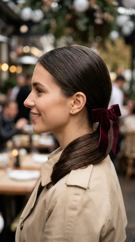 Velvet Bow Low Ponytail