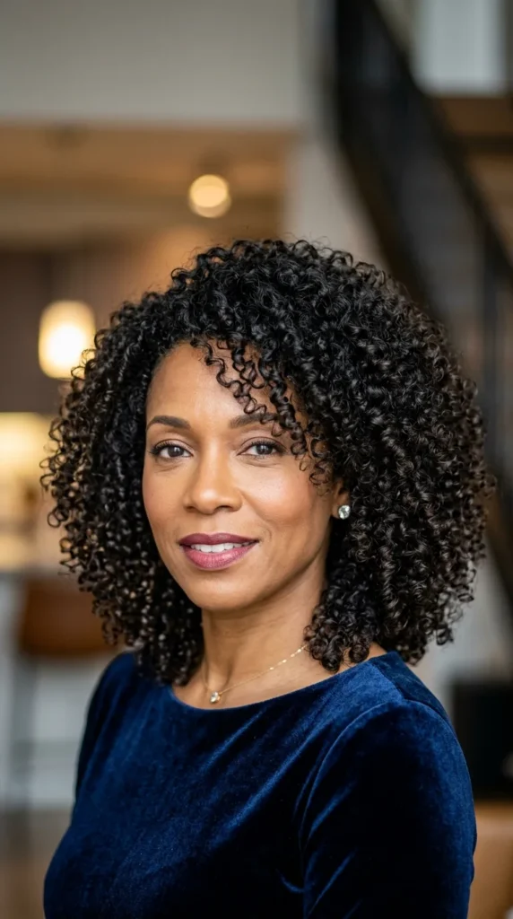 Voluminous Curly Lob for Naturally Thin Hair