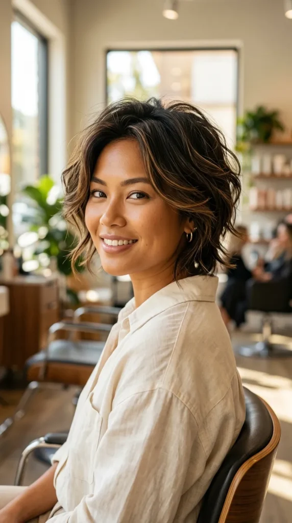 Voluminous Short Layered Cut for Thick Hair