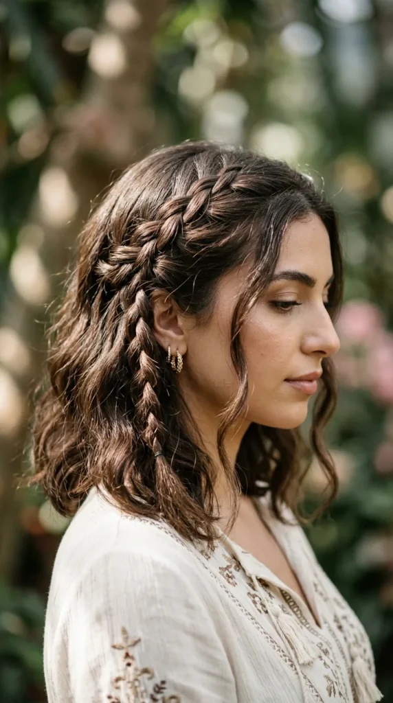 Waterfall Braid on Lob Hair