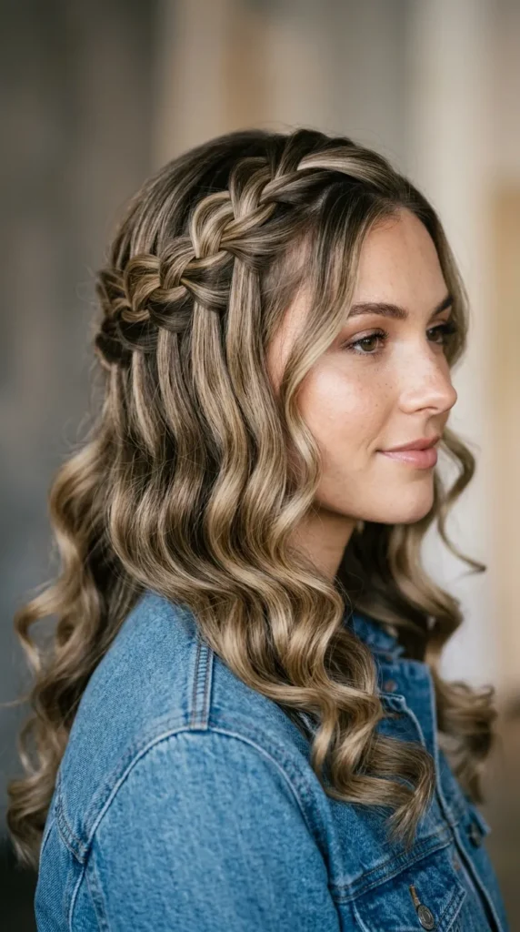 Waterfall Braid with Loose Waves