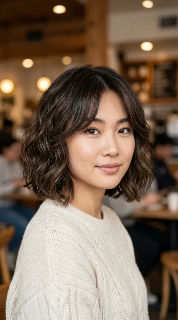 Wavy Bob with Curtain Bangs