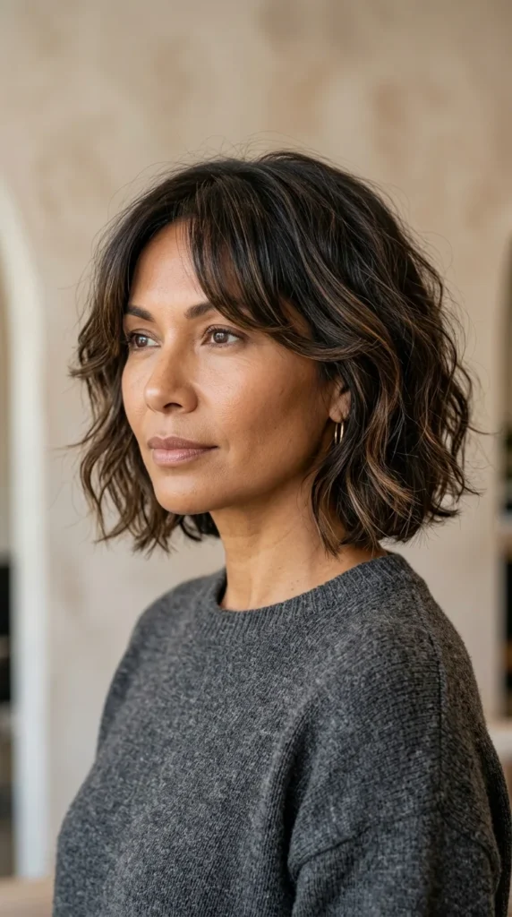 Wavy Bob with Curtain Bangs