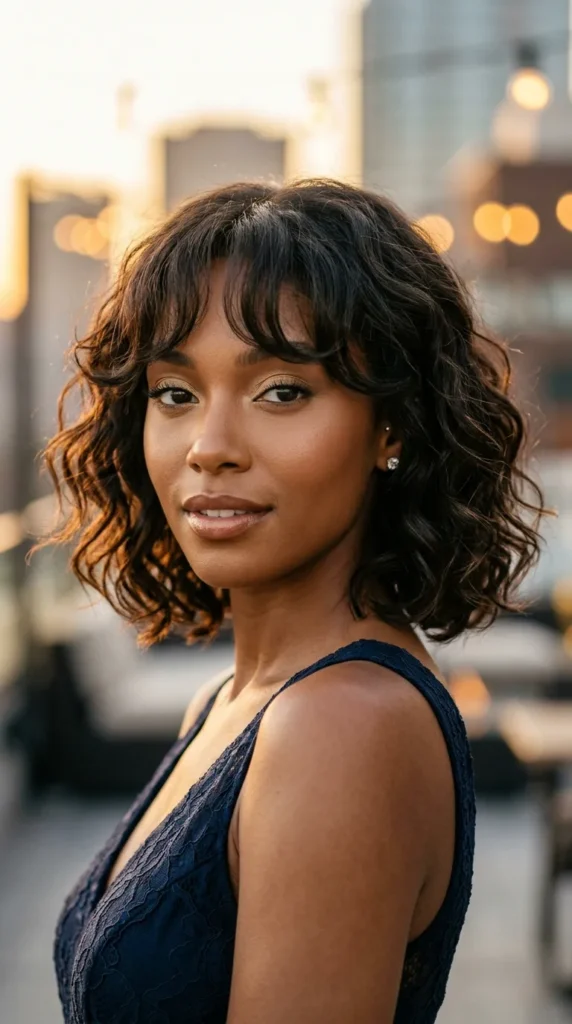 Wavy Italian Bob with Curtain Fringe