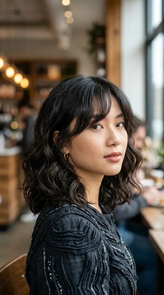 Wavy Lob with Side Fringe