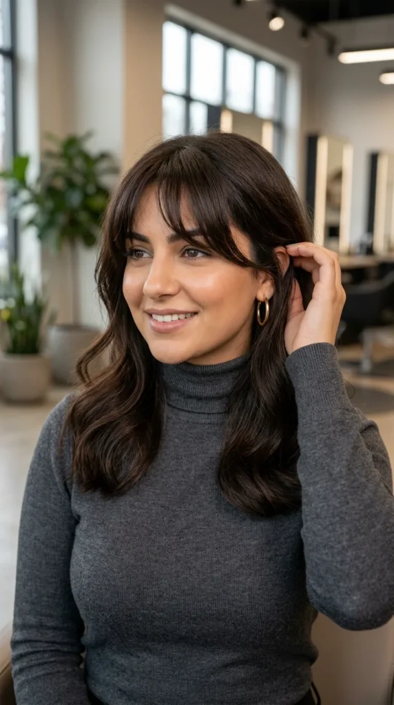 Wispy Curtain Bangs for Round Face