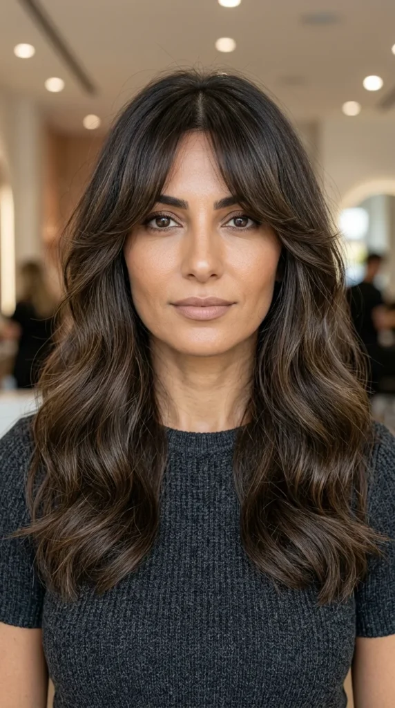 Wispy Curtain Bangs on Long Hair