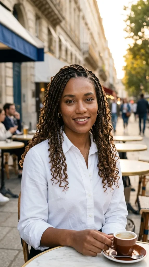 Boho Knotless Braids with Loose Curls
