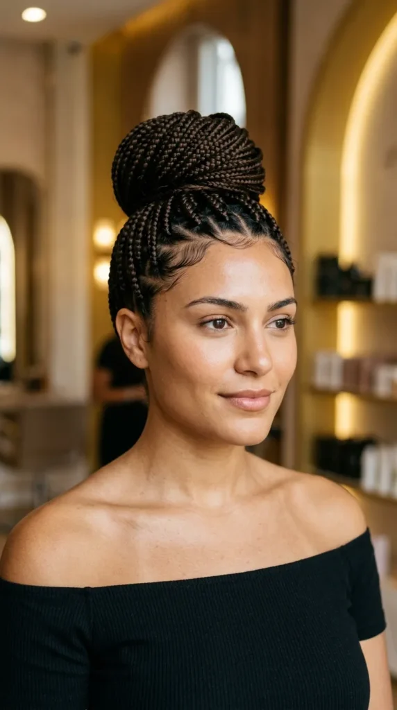 Box Braids High Bun