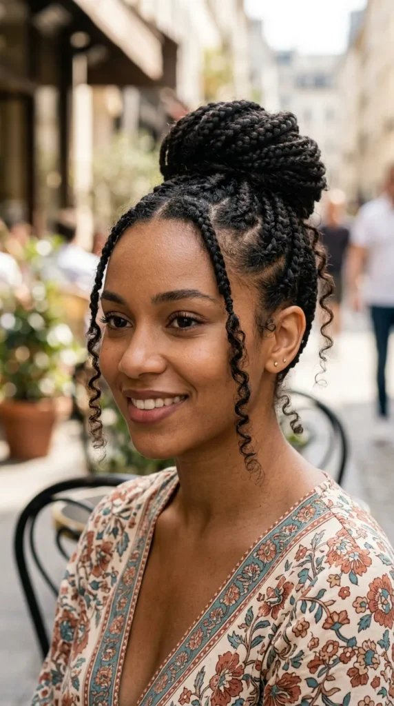 Braided Bun with Curly Tendrils