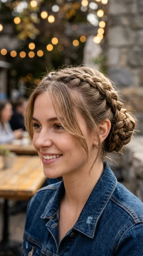 Braided Bun with Face-Framing Layers