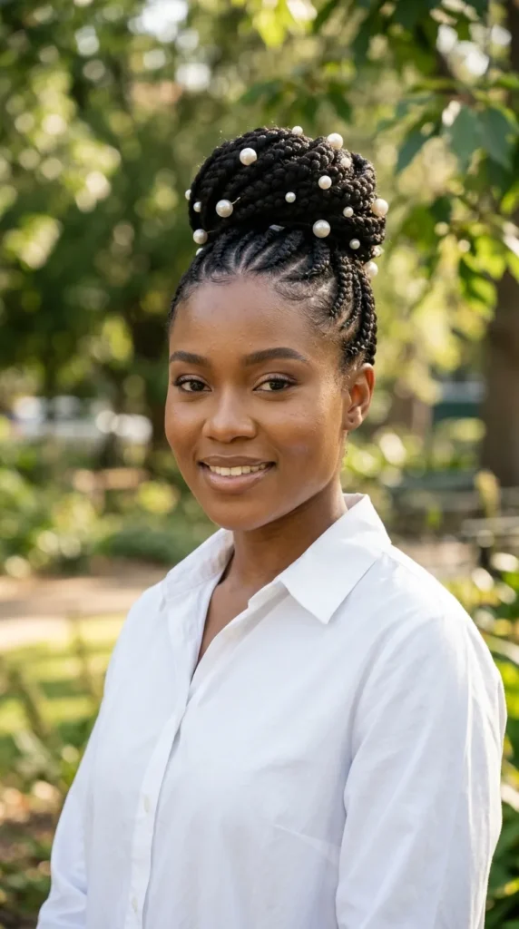 Braided Bun with Pearl Accessories