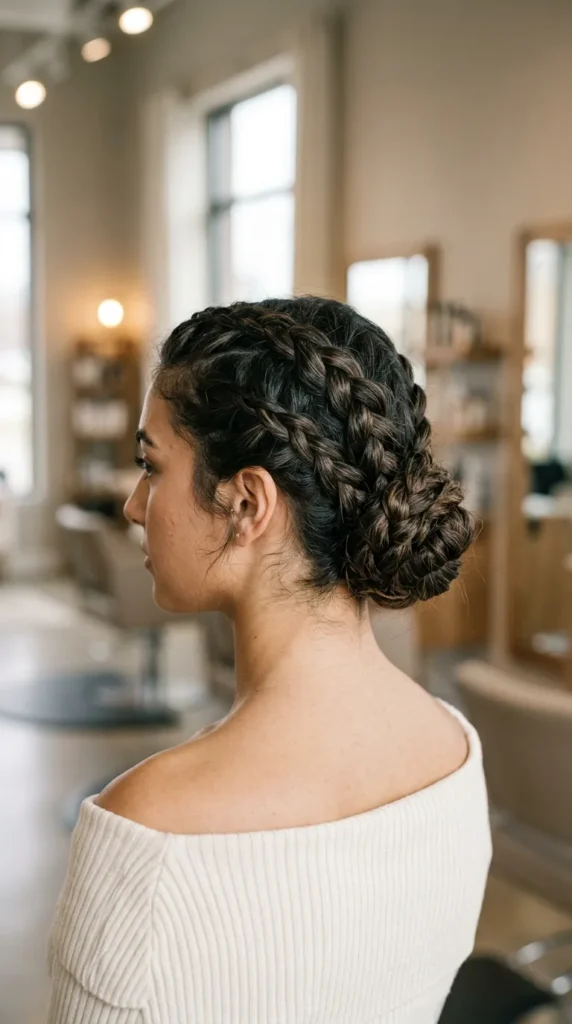 Braided Nape Bun for Long Hair