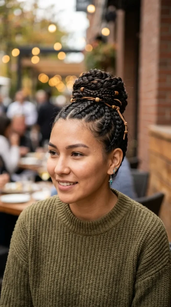 Braided Ponytail Wrapped Bun