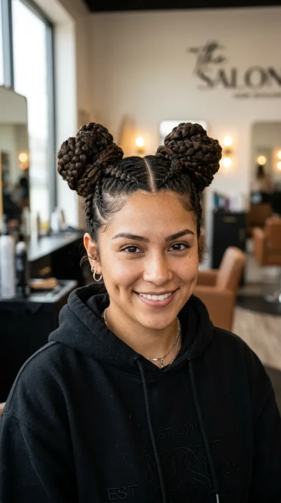 Braided Space Bun Updo