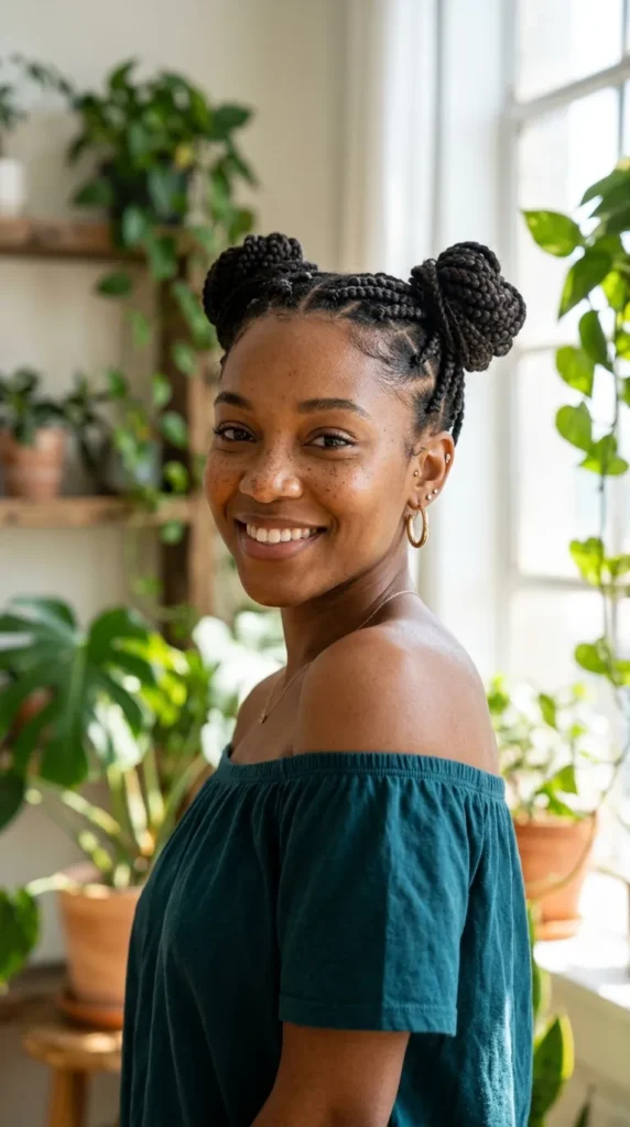 Braided Space Buns Style