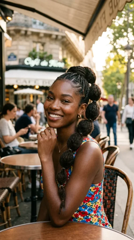 Bubble Ponytail with Braided Base