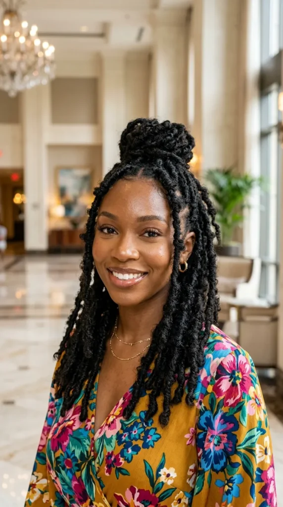 Butterfly Locs Half-Up Hairstyle