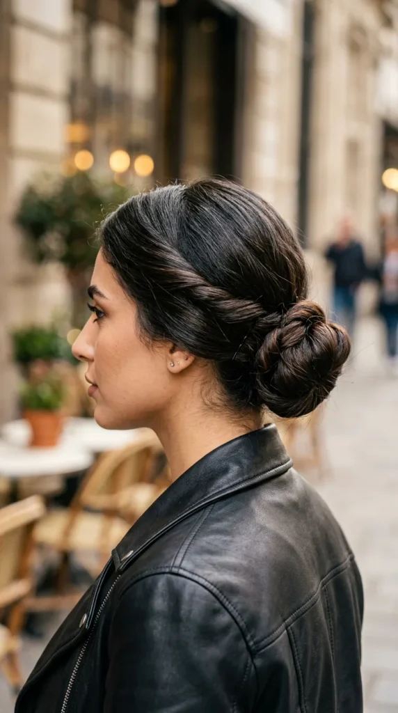 Double Twisted Low Bun Look