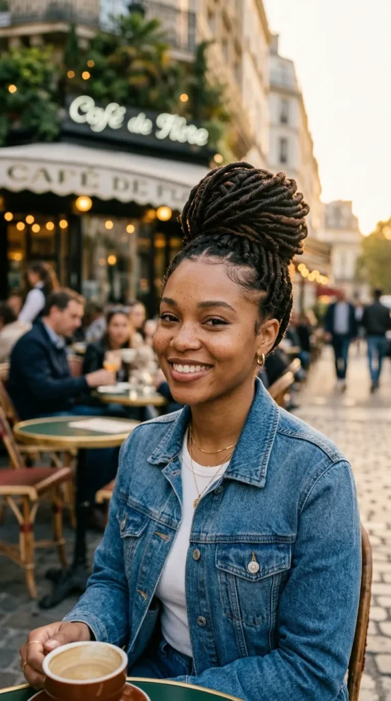 Faux Locs Wrapped Bun