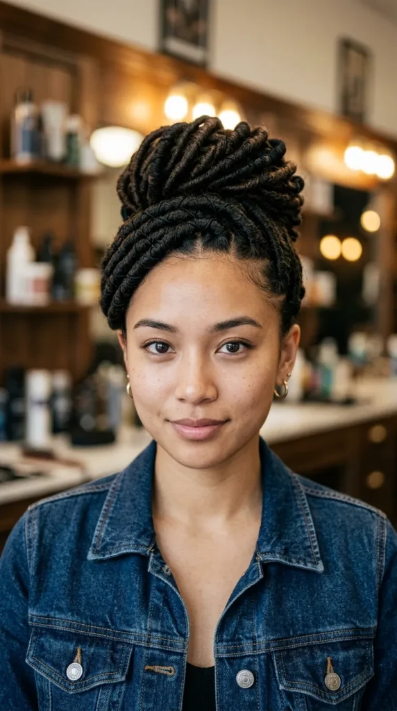Faux Locs Wrapped Updo