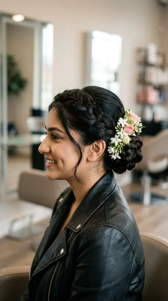 Floral Braided Bun for Special Occasions