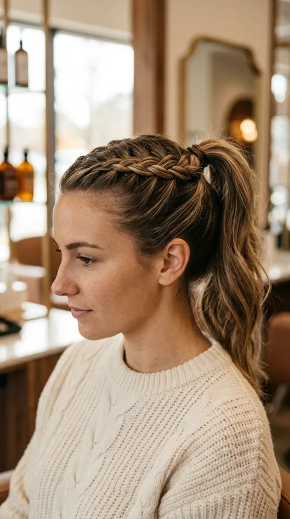 French Braid into Ponytail