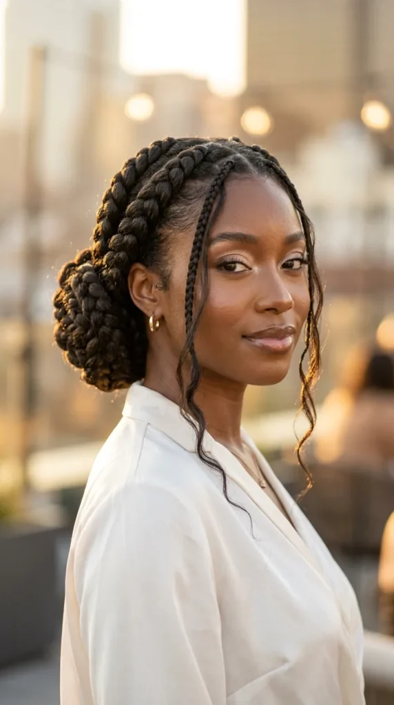 Goddess Braids into Low Bun