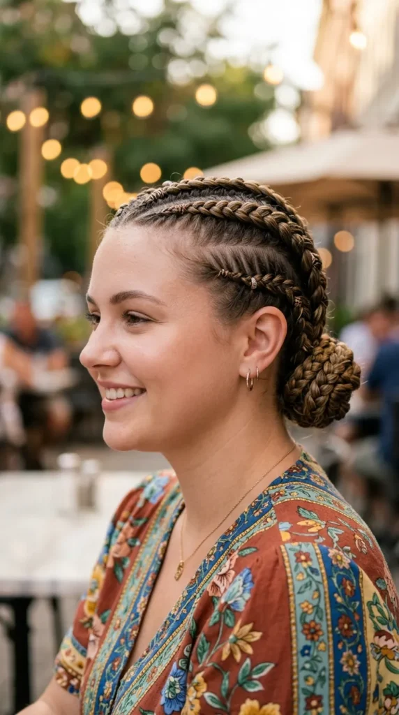Goddess Braids into Low Bun