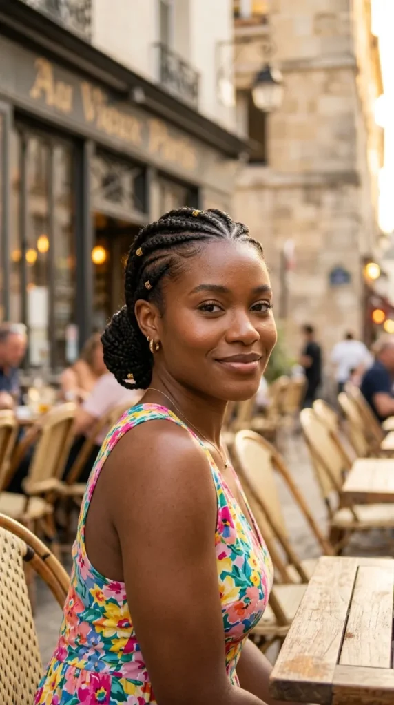 Goddess Braids into a Low Bun