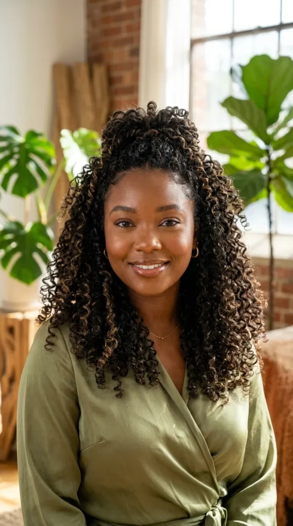 Half-Up Half-Down Sew-In Curls