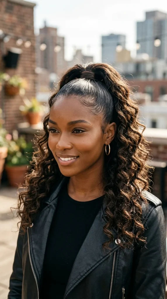 Half-Up Ponytail with Loose Curls