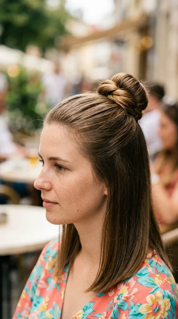 Half-Up Twisted Bun Hairstyle
