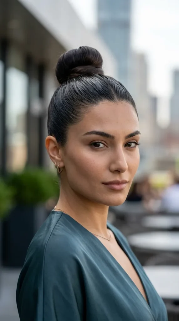 High Ballet Bun with Sleek Finish