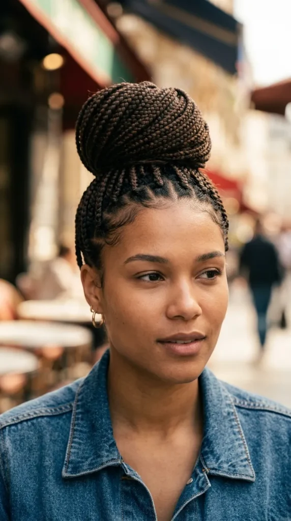 Knotless Braids High Bun