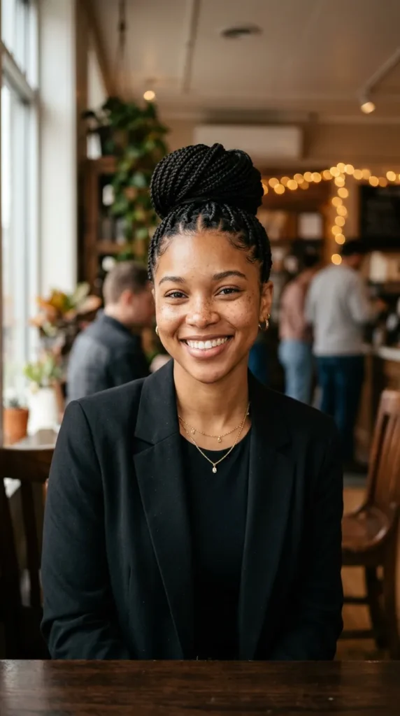 Knotless Braids in a High Bun