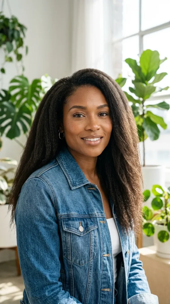 Long Kinky Straight Hairstyle