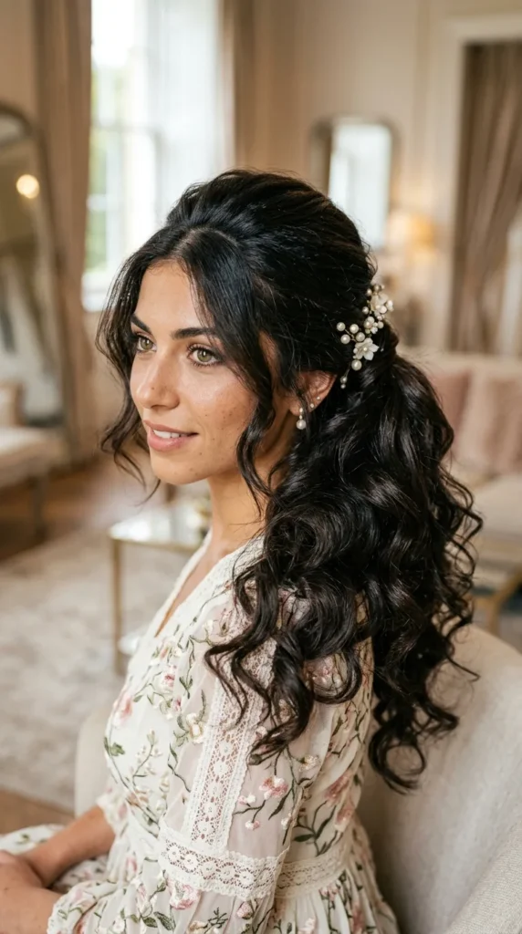 Long Layered Wedding Ponytail