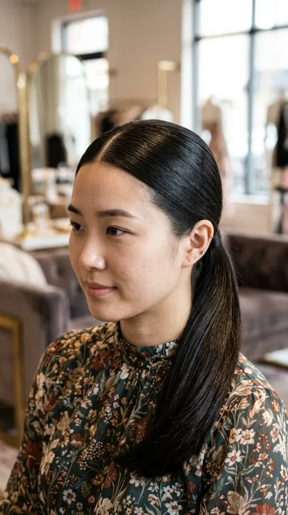 Middle-Part Sleek Ponytail