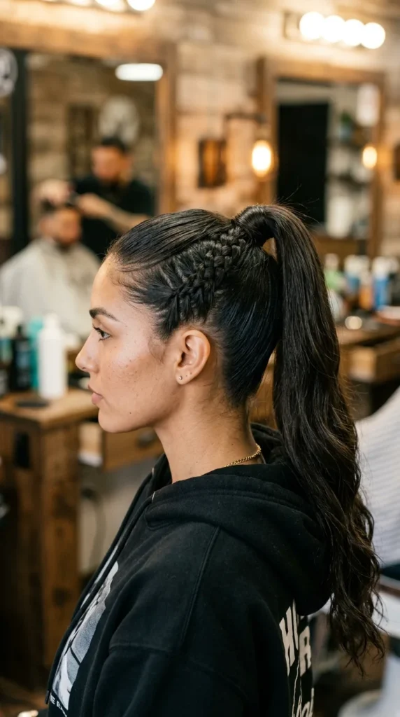 Ponytail with Braided Side Accent